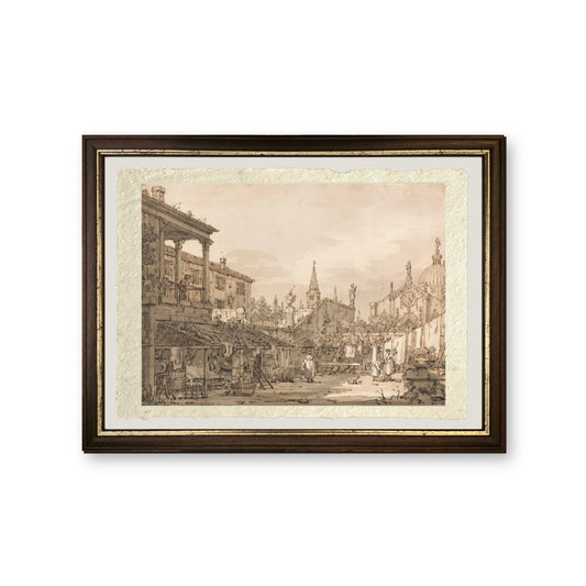 Capriccio di un Cortile Veneziano - Giovanni Antonio Canal detto Canaletto - riproduzione incorniciata