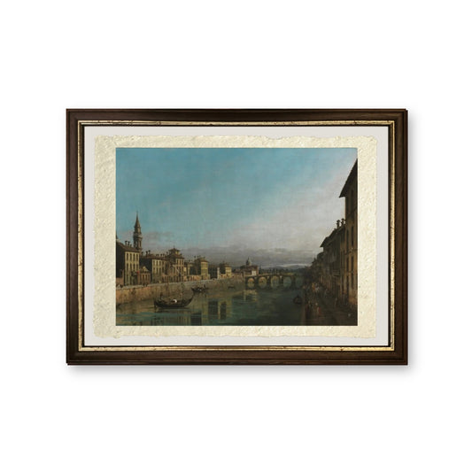 L'Arno a Firenze con il ponte alla Carraia, 1745 - Bernardo Bellotto - riproduzione incorniciata