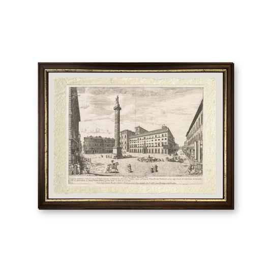 Piazza Colonna da Prospectus Locurum Urbis Romae Insignium, 1666 - Lievin Cruyl - riproduzione incorniciata
