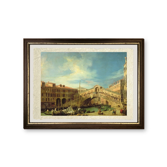 Vista del Rialto a Venezia da sud - Giovanni Antonio Canal detto Canaletto - riproduzione incorniciata