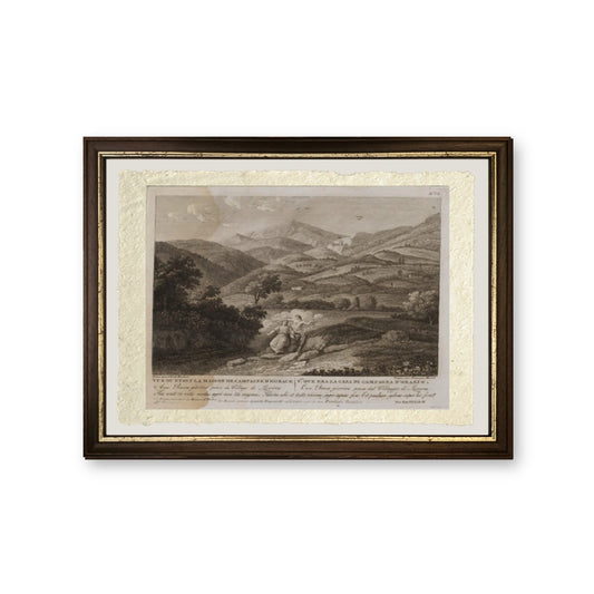 Vista della casa di campagna di Orazio (n. VII) - Jakob-Philipp Hackert - riproduzione incorniciata