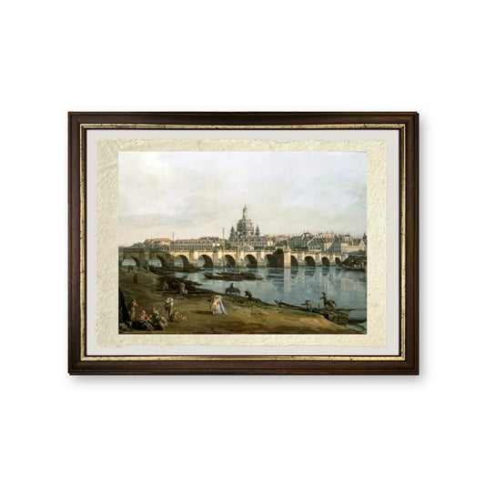Veduta di Dresda dalla riva destra del fiume Elba - Bernardo Bellotto - riproduzione incorniciata