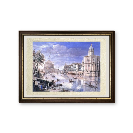 Veduta di Castel Sant'Angelo, Roma - Gaspare Vanvitelli - Gaspar van Wittel - riproduzione incorniciata