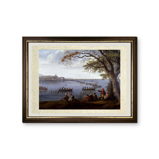 Ferdinando IV caccia folaghe sul Lago Fusaro - Jakob-Philipp Hackert - riproduzione incorniciata