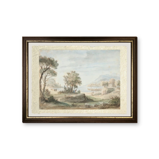 Paesaggio con un tempio rotondo - Gaspare Vanvitelli - Gaspar van Wittel - riproduzione incorniciata