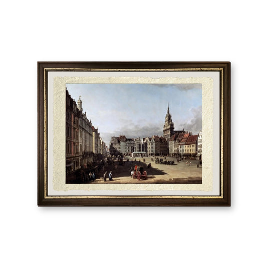 Il vecchio mercato di Dresda, 1750 - Bernardo Bellotto - riproduzione incorniciata