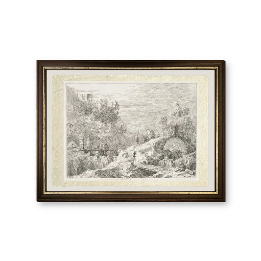 Paesaggio montano con cinque ponti - Giovanni Antonio Canal detto Canaletto - riproduzione incorniciata