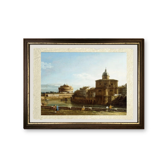 Veduta di Roma lungo il Tevere, con la Chiesa di San Giovanni dei Fiorentini oltre - Bernardo Bellotto - riproduzione incorniciata
