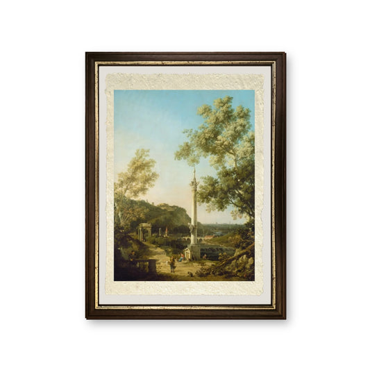 Capriccio paesaggistico inglese con una colonna - Giovanni Antonio Canal detto Canaletto - riproduzione incorniciata
