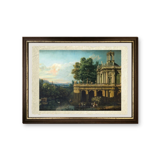 Capriccio architettonico con un palazzo, 1766 - Bernardo Bellotto - riproduzione incorniciata