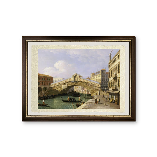 Il Ponte di Rialto a Venezia da sud - Giovanni Antonio Canal detto Canaletto - riproduzione incorniciata