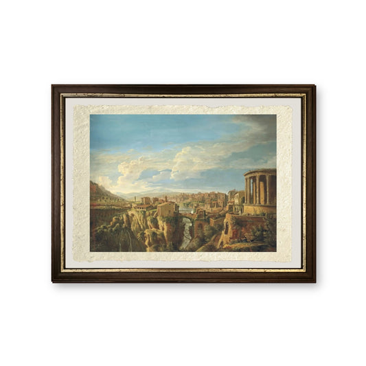 Una vista di Tivoli con il Tempio di Vesta - Gaspare Vanvitelli - Gaspar van Wittel - riproduzione incorniciata