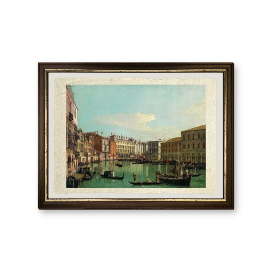 Il Canal Grande, Venezia, verso il Ponte di Rialto - Giovanni Antonio Canal detto Canaletto - riproduzione incorniciata