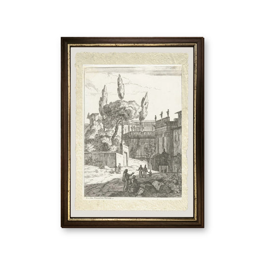 Paesaggio italianizzante con edifici antichi e figure - Jan Frans van Bloemen - riproduzione incorniciata