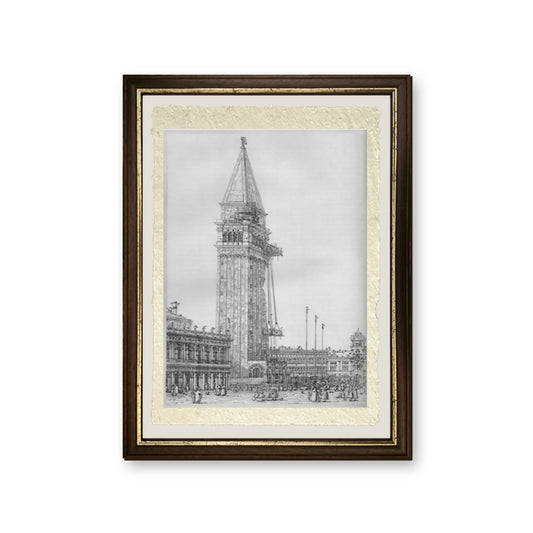 Il campanile di San Marco durante i lavori di riparazione nel 1745 - Giovanni Antonio Canal detto Canaletto - riproduzione incorniciata