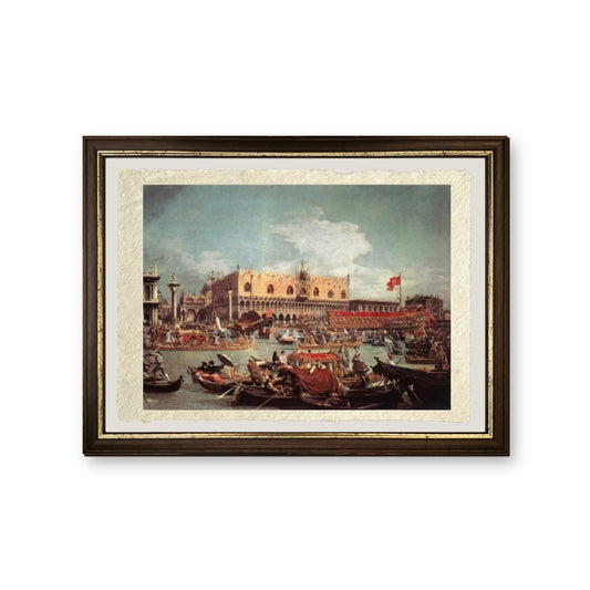 Il Bucintoro che ritorna al molo nel giorno dell'Ascensione - Giovanni Antonio Canal detto Canaletto - riproduzione incorniciata