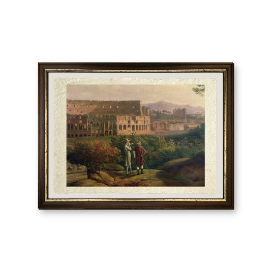 Johann Wolfgang von Goethe visita il Colosseo a Roma - Jakob-Philipp Hackert - riproduzione incorniciata