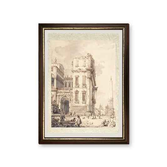 Un capriccio di un palazzo veneziano - Giovanni Antonio Canal detto Canaletto - riproduzione incorniciata