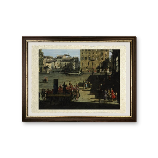 Piazza della Signoria in Florence (dettaglio) - Bernardo Bellotto - riproduzione incorniciata