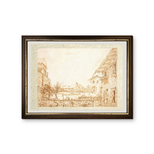 Una vista di una terrazza a Padova - Giovanni Antonio Canal detto Canaletto - riproduzione incorniciata