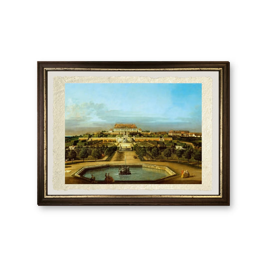 Il Palazzo Imperiale di Schlosshof, lato giardino  -  Bernardo Bellotto - riproduzione incorniciata
