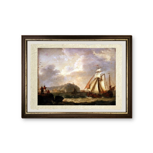 Una barca olandese che ritorna a riva - Jakob-Philipp Hackert - riproduzione incorniciata