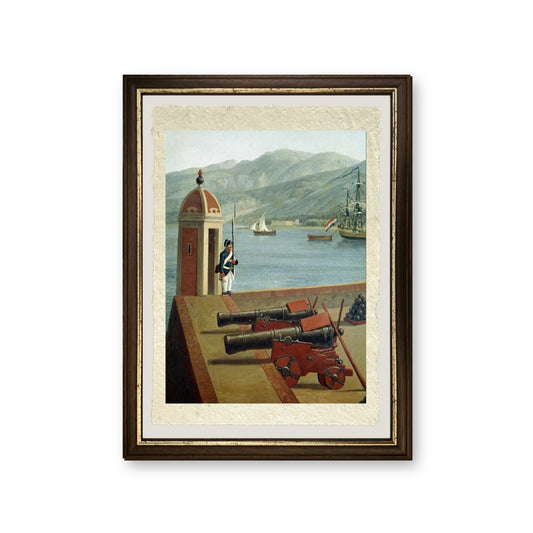 Veduta delle fortificazioni militari del porto di Reggio Calabria (dettaglio) - Jakob-Philipp Hackert - riproduzione incorniciata