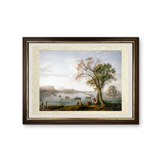 La caccia alla folaga di Ferdinando I sul lago Fusaro - Jakob-Philipp Hackert - riproduzione incorniciata