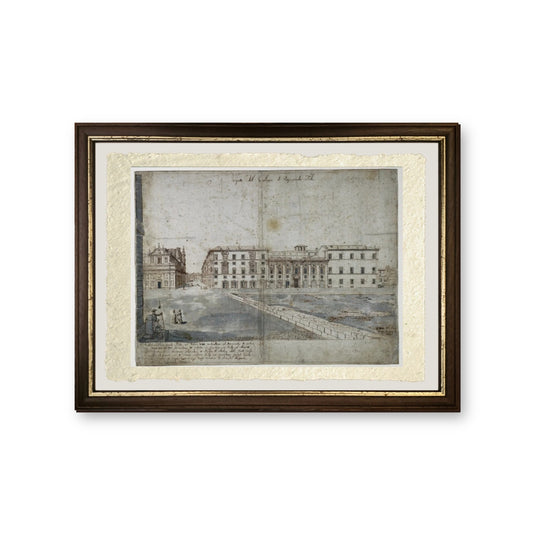 Diciotto vedute di Roma: Il Collegio di Propaganda Fide (recto) - Lievin Cruyl - riproduzione incorniciata