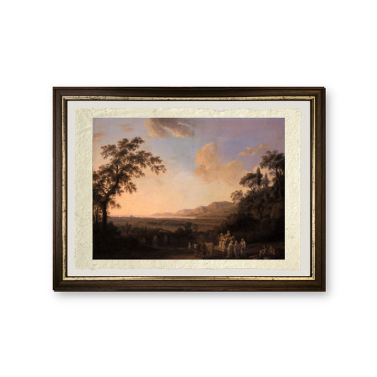 Paesaggio idilliaco al crepuscolo, 1782 - Jakob-Philipp Hackert - riproduzione incorniciata