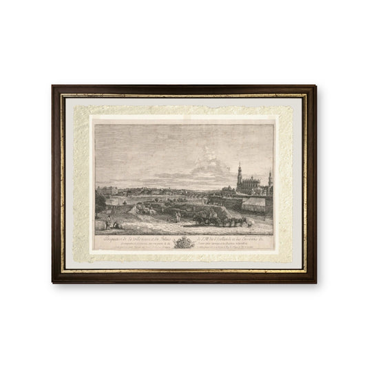 Veduta di Dresda, 1748 di Bernardo Bellotto su pregiata carta Amalfi - riproduzione incorniciata