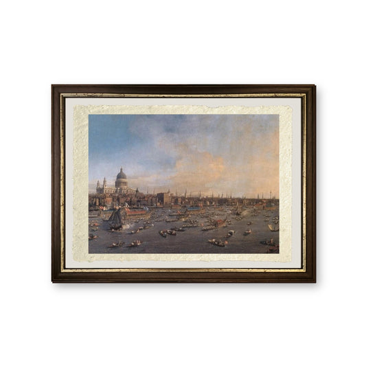 Il Fiume Tamigi con la Cattedrale di San Paolo - Giovanni Antonio Canal detto Canaletto - riproduzione incorniciata