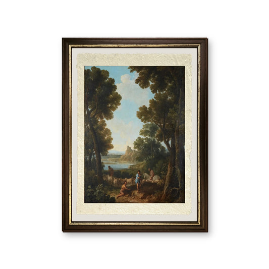 Paesaggio classico con pastori e cavaliere - Jan Frans van Bloemen - riproduzione incorniciata