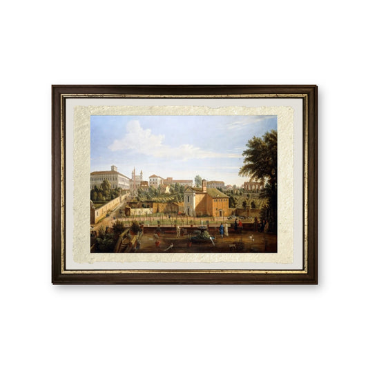 La chiesa dei SS. Marcellino e Pietro, dalla Vigna Ciccolini - Gaspare Vanvitelli - Gaspar van Wittel - riproduzione incorniciata