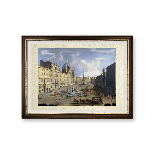 Una vista di Piazza Navona a Roma - Gaspare Vanvitelli - Gaspar van Wittel - riproduzione incorniciata