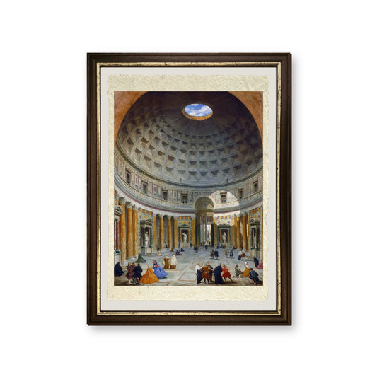 Interno del Pantheon Roma, Giovanni Paolo Pannini su pregiata Carta Amalfi - riproduzione incorniciata