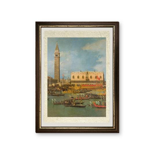 Venezia, con preparativi per il matrimonio del Doge - Giovanni Antonio Canal detto Canaletto - riproduzione incorniciata
