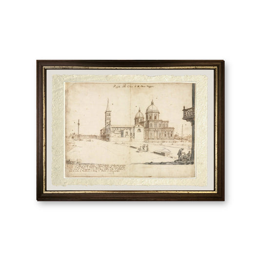 Diciotto Vedute di Roma: La Basilica di Santa Maria Maggiore, 1664 - Lievin Cruyl - riproduzione incorniciata