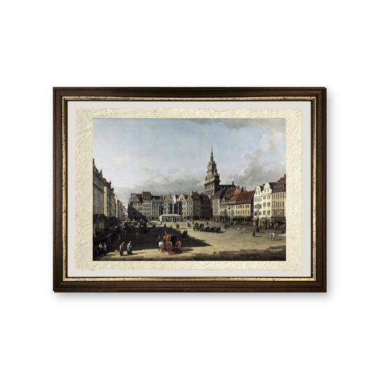 La piazza del vecchio mercato a Dresda - Bernardo Bellotto - riproduzione incorniciata