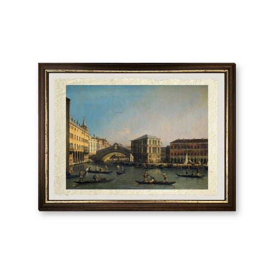 Il Canal Grande con il Ponte di Rialto e il Fondaco dei Tedeschi - Giovanni Antonio Canal detto Canaletto - riproduzione incorniciata