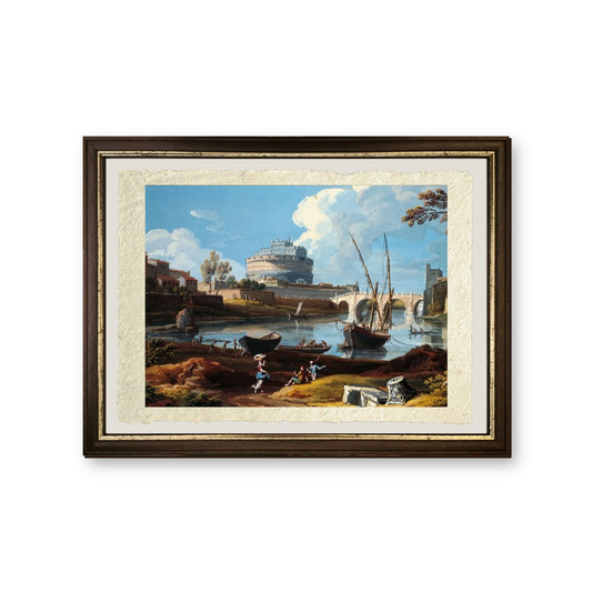 Tevere a Castel Sant'Angelo a Roma - Gaspare Vanvitelli - Gaspar van Wittel - riproduzione incorniciata