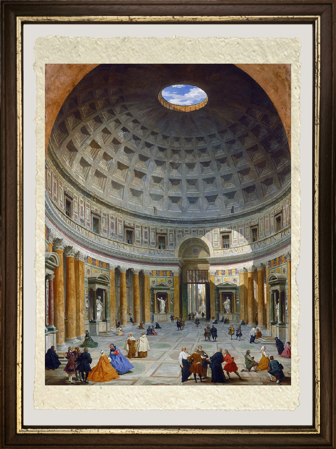 Interno del Pantheon Roma, Giovanni Paolo Pannini su pregiata Carta Amalfi