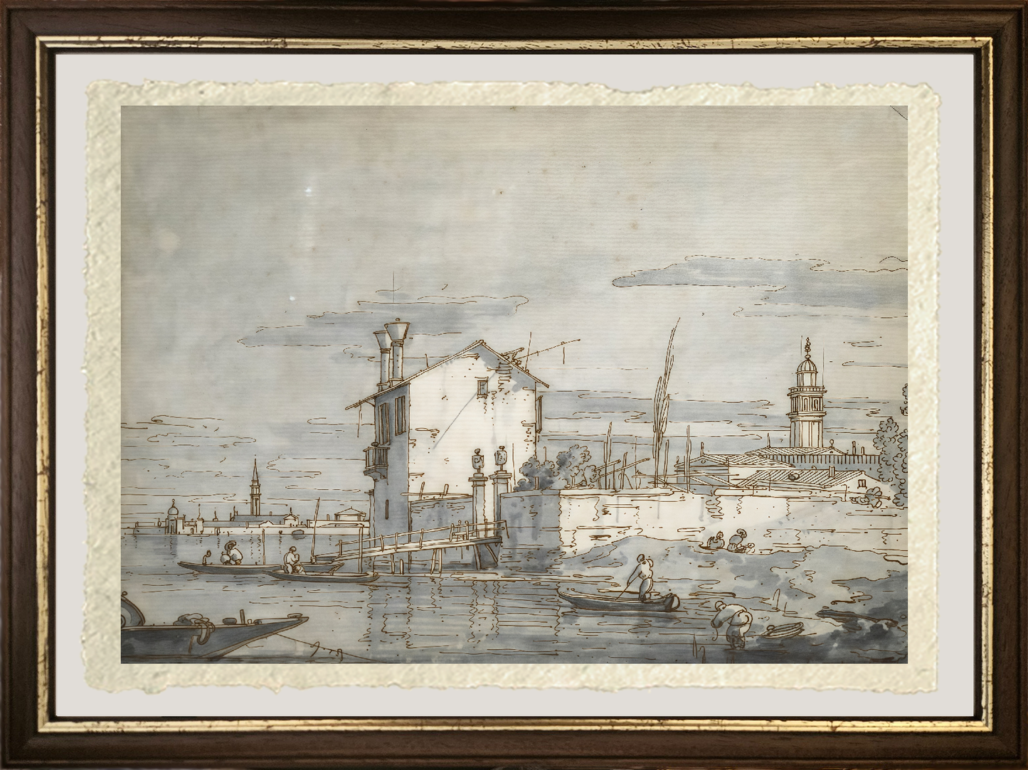 Dettaglio di un'isola nella laguna di Giovanni Antonio Canal detto Canaletto
su carta Amalfi