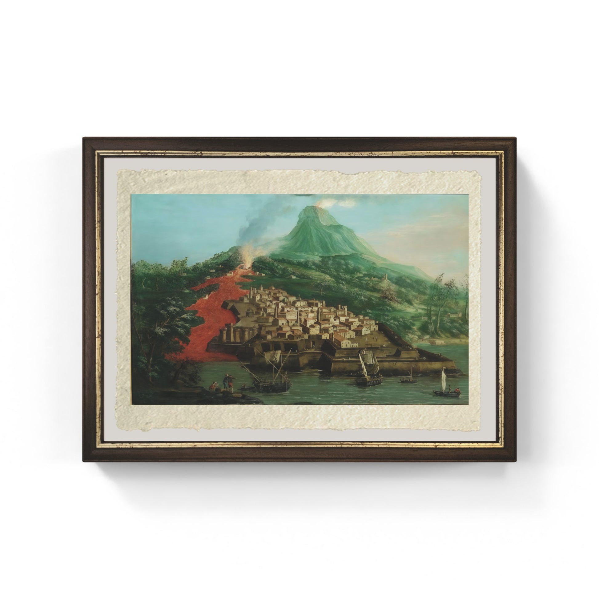 Un'isola vulcanica con un porto e navi di Giovanni Antonio Canal detto Canaletto su carta Amalfi