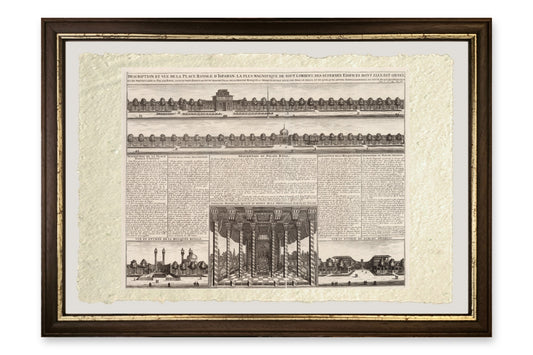 Quadro La Piazza Reale di Isfahan di Henri Abraham Châtelain, stampa su carta di Amalfi con cornice marrone scuro e filetto dorato