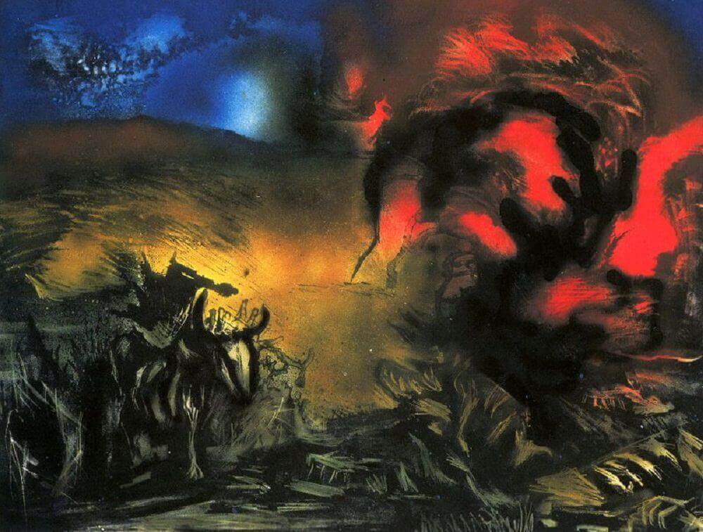 Paesaggio con bovino di Jackson Pollock su pregiata carta Amalfi