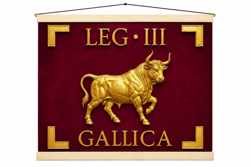 Vessillo romano della Legio III Gallica con il toro, ricostruzione storico-filologica - Trizio Editore