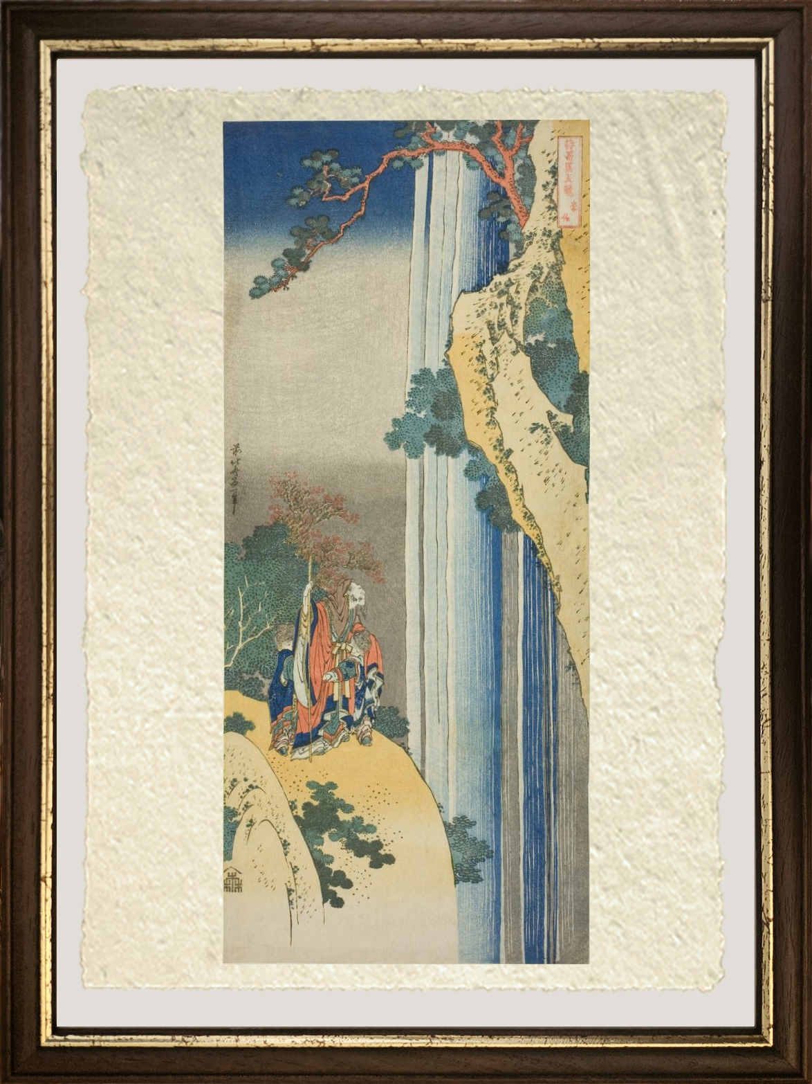 Dettaglio Li Bai di Katsushika Hokusai su carta Amalfi