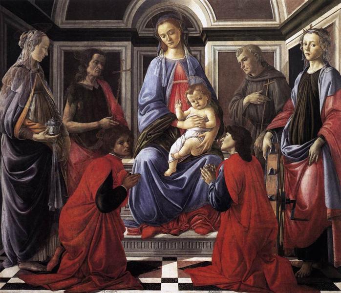 Madonna col Bambino e Santi - Sandro Botticelli su carta Amalfi