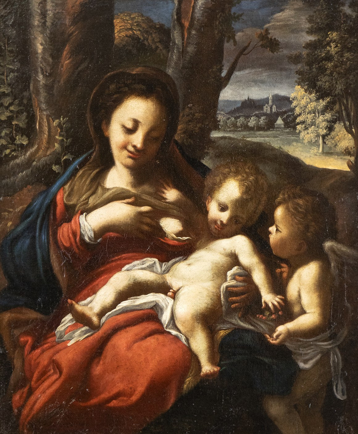 Madonna del latte e un angelo di Correggio su pregiata carta Amalfi